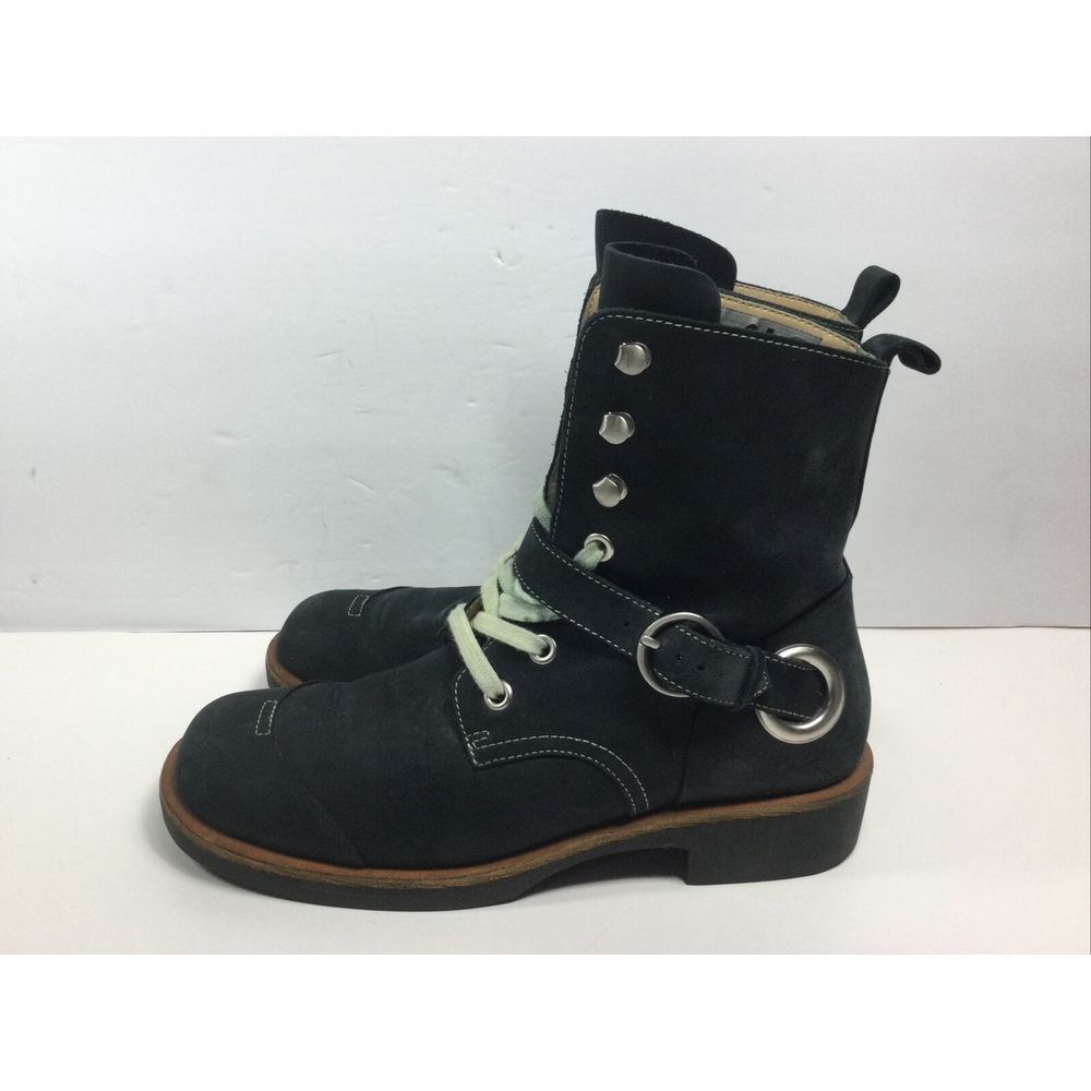 Anne Kline Buckskin Leather Boot Womens Sz 8 M Grunge‎ Lace-up Military Fashion